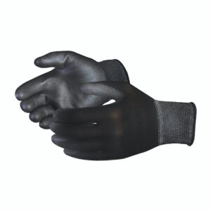 GLOVE 13G BLK POLY LRG NTRL COAT