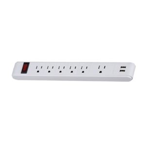 EL POWER BAR 6OUT W/2USB 6FT CORD